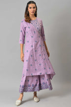 W for Woman Purple Printed Angrakha Jumpsuit | Grocsy