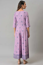 W for Woman Purple Printed Angrakha Jumpsuit | Grocsy