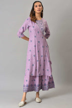 W for Woman Purple Printed Angrakha Jumpsuit | Grocsy