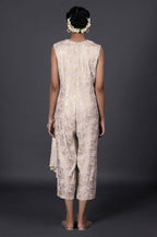 W for Woman Pink Draped Style Festive Printed Jumpsuit | Grocsy