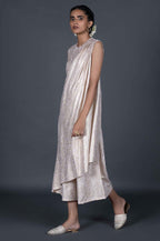 W for Woman Pink Draped Style Festive Printed Jumpsuit | Grocsy