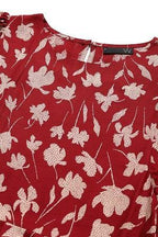 W for Woman Deep Red Floral Printed Peplum Top | Grocsy