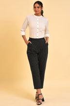 W for Woman Ecru Cotton Flax Button Down Western Top | Grocsy