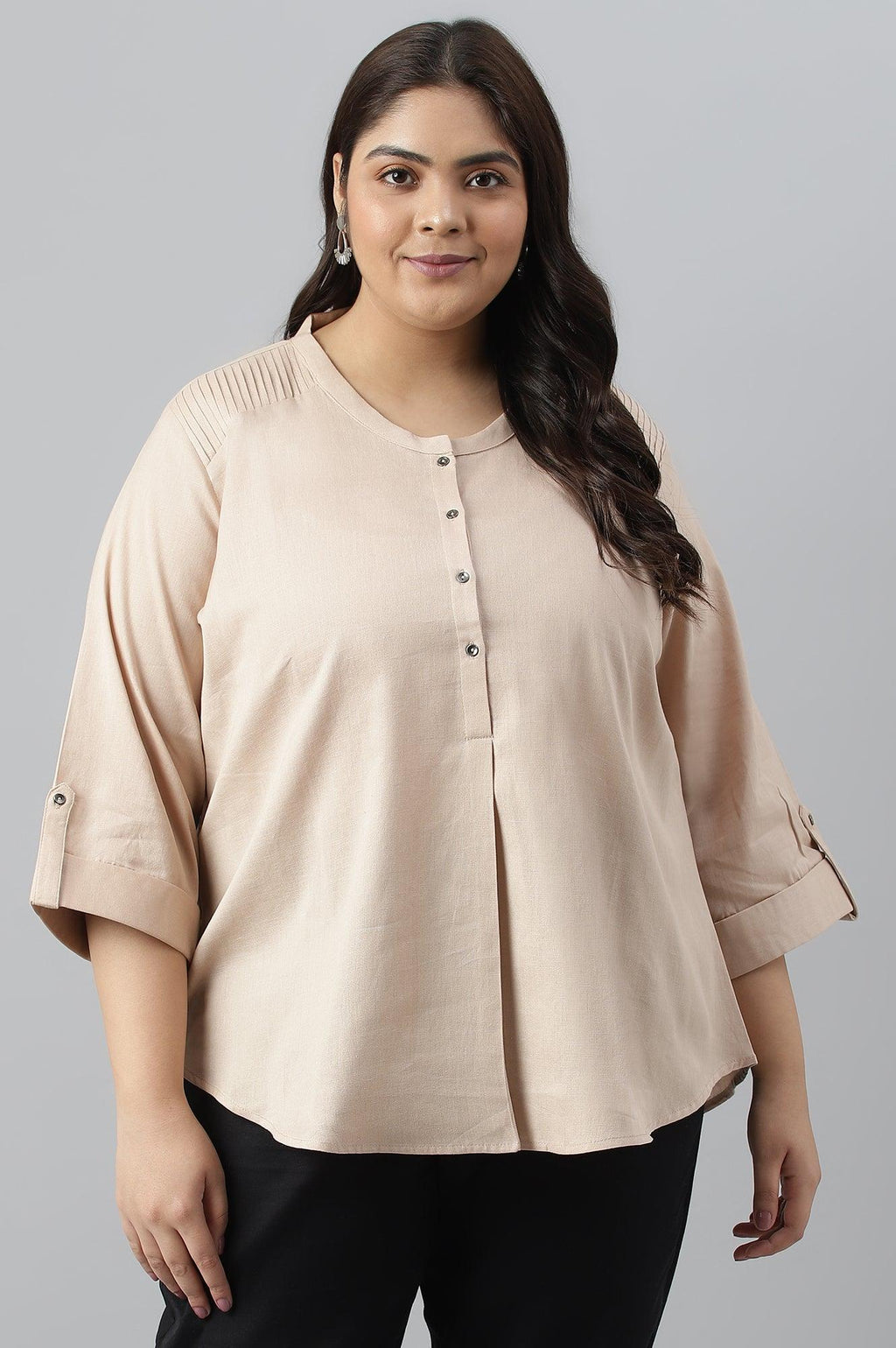 W for Woman Biege Plus Size Western Top | Grocsy
