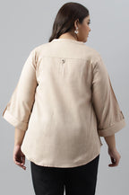 W for Woman Biege Plus Size Western Top | Grocsy