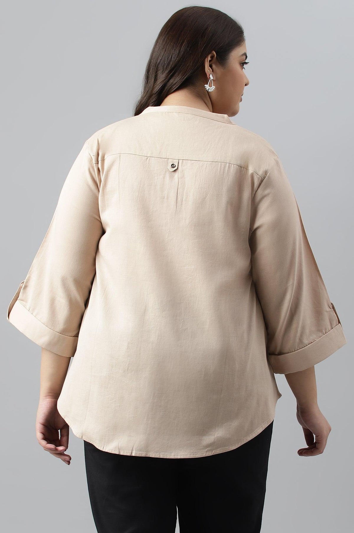W for Woman Biege Plus Size Western Top | Grocsy