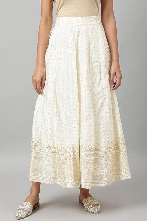 W for Woman White Printed Festive Skirt | Grocsy