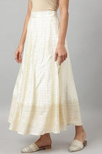 W for Woman White Printed Festive Skirt | Grocsy