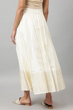 W for Woman White Printed Festive Skirt | Grocsy
