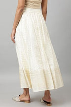 W for Woman White Printed Festive Skirt | Grocsy