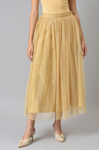 W for Woman Gold Sequins Mesh Skirt | Grocsy