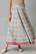 W for Woman Blue And Multicoloured Floral Skirt | Grocsy
