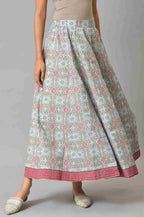 W for Woman Blue And Multicoloured Floral Skirt | Grocsy