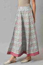 W for Woman Blue And Multicoloured Floral Skirt | Grocsy