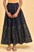 W for Woman Blue Printed Light Festive Skirt | Grocsy