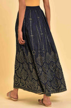 W for Woman Blue Printed Light Festive Skirt | Grocsy