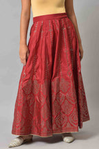 W for Woman Red Prited Light Festive Skirt | Grocsy