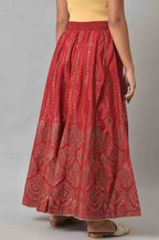 W for Woman Red Prited Light Festive Skirt | Grocsy