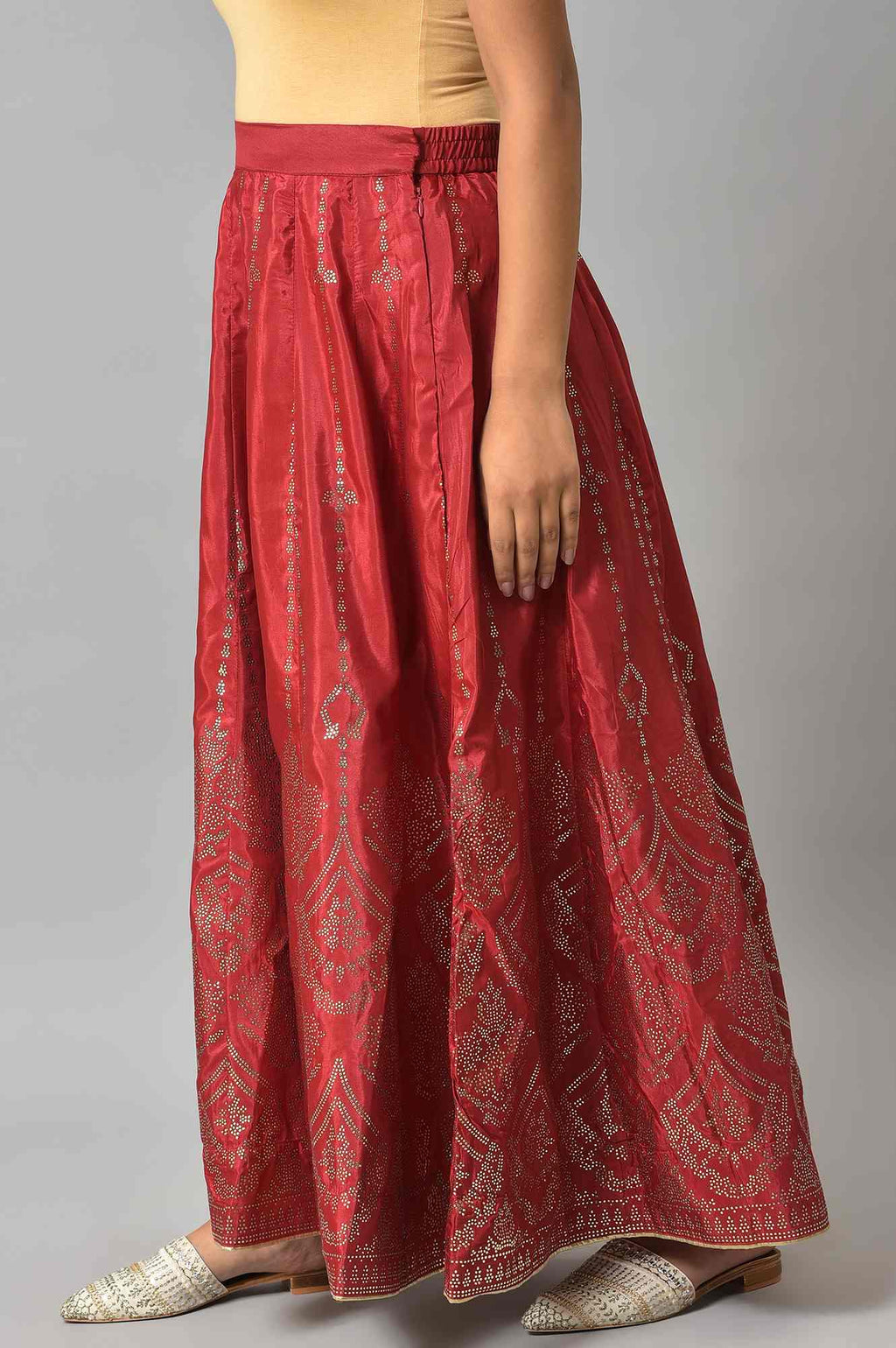 W for Woman Red Prited Light Festive Skirt | Grocsy