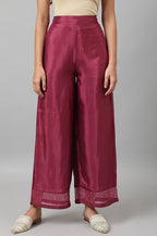 W for Woman Purple Shantung Straight Parallel Pants | Grocsy