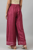 W for Woman Purple Shantung Straight Parallel Pants | Grocsy