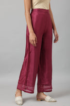 W for Woman Purple Shantung Straight Parallel Pants | Grocsy