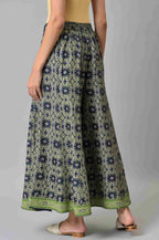 W for Woman Dark Blue Paisely Printed Culottes | Grocsy