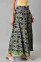 W for Woman Dark Blue Paisely Printed Culottes | Grocsy