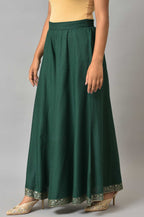 W for Woman Leaf Green Glitter Printed Culottes | Grocsy