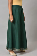 W for Woman Leaf Green Glitter Printed Culottes | Grocsy