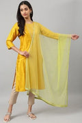 W for Woman Lime Green Mesh Dupatta With Sequins | Grocsy