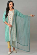 W for Woman Aqua Blue Mesh Dupatta With Sequins | Grocsy