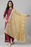 W for Woman Golden Grainy Georgette Mukaish Dupatta | Grocsy