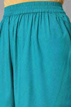 W for Woman Teal Blue Festive kurta With Sharara And Orange Mesh Dupatta | Grocsy