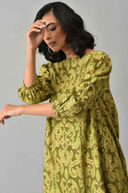 W for Woman Green Ikkat Printed Tunic with Parallel Pants Co-ord Set | Grocsy