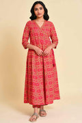 W for Woman Pink Multicolor Printed Angrakha kurta Set | Grocsy