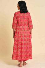 W for Woman Pink Multicolor Printed Angrakha kurta Set | Grocsy