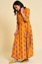 W for Woman Yellow Multicolor Printed Angrakha kurta Set | Grocsy