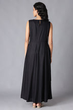 W for Woman Black Angrakha Maxi Dress In Round Neck | Grocsy