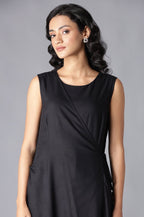 W for Woman Black Angrakha Maxi Dress In Round Neck | Grocsy