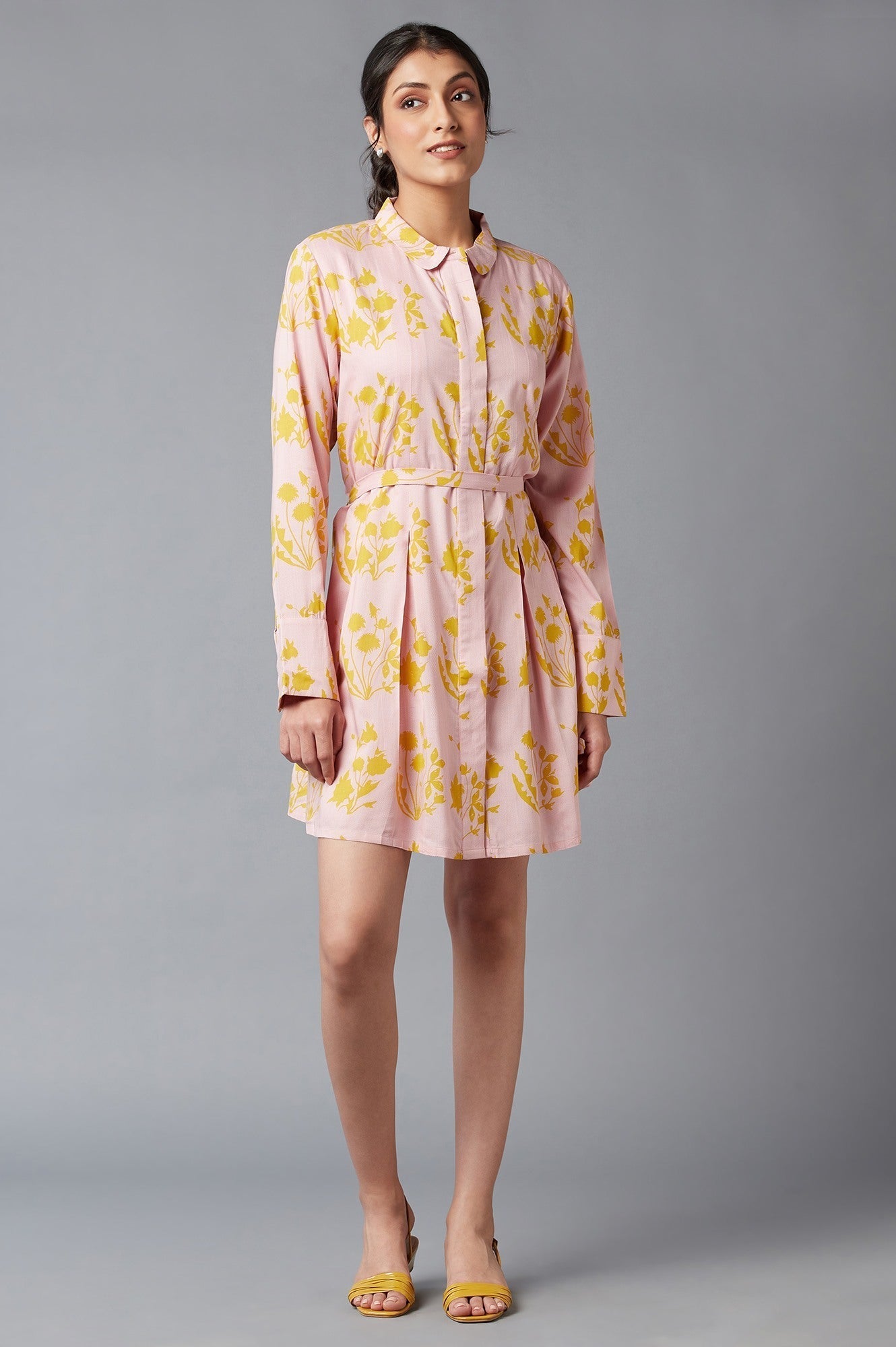 W for Woman Pink And Yellow Floral Shirt Tunic | Grocsy