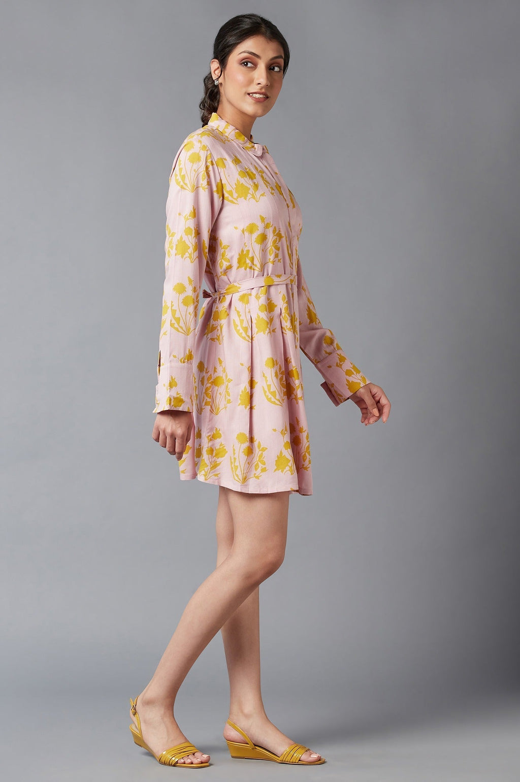 W for Woman Pink And Yellow Floral Shirt Tunic | Grocsy