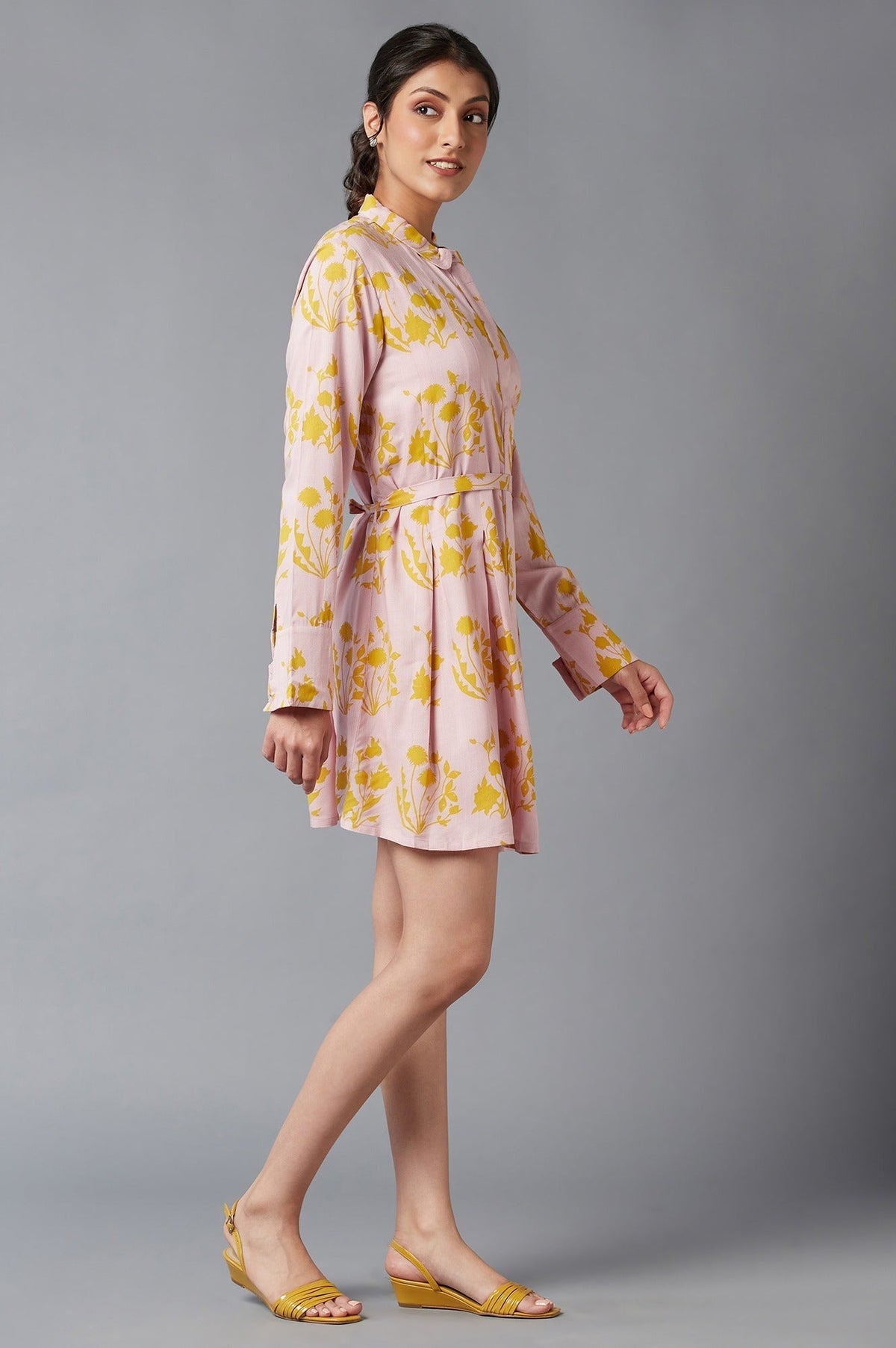 W for Woman Pink And Yellow Floral Shirt Tunic | Grocsy