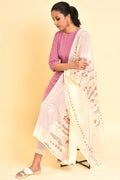 W for Woman Ecru And Orange Printed Dupatta | Grocsy