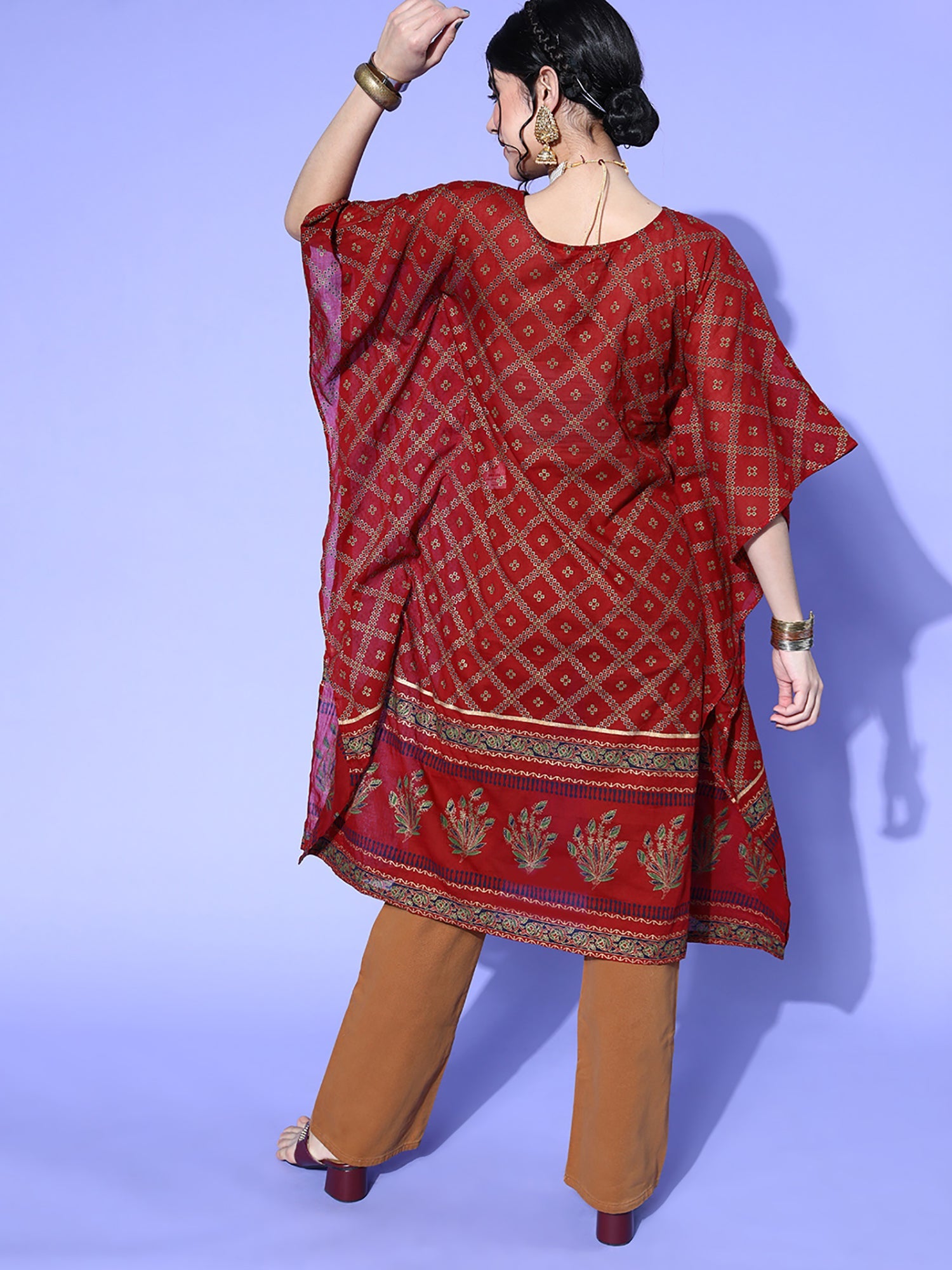 Indo Era Red Printed Kuftan Kurta | Grocsy
