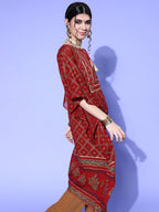 Indo Era Red Printed Kuftan Kurta | Grocsy