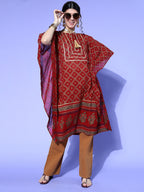 Indo Era Red Printed Kuftan Kurta | Grocsy