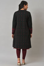 W for Woman Black Paisley Printed Reversiblle Cardigan | Grocsy