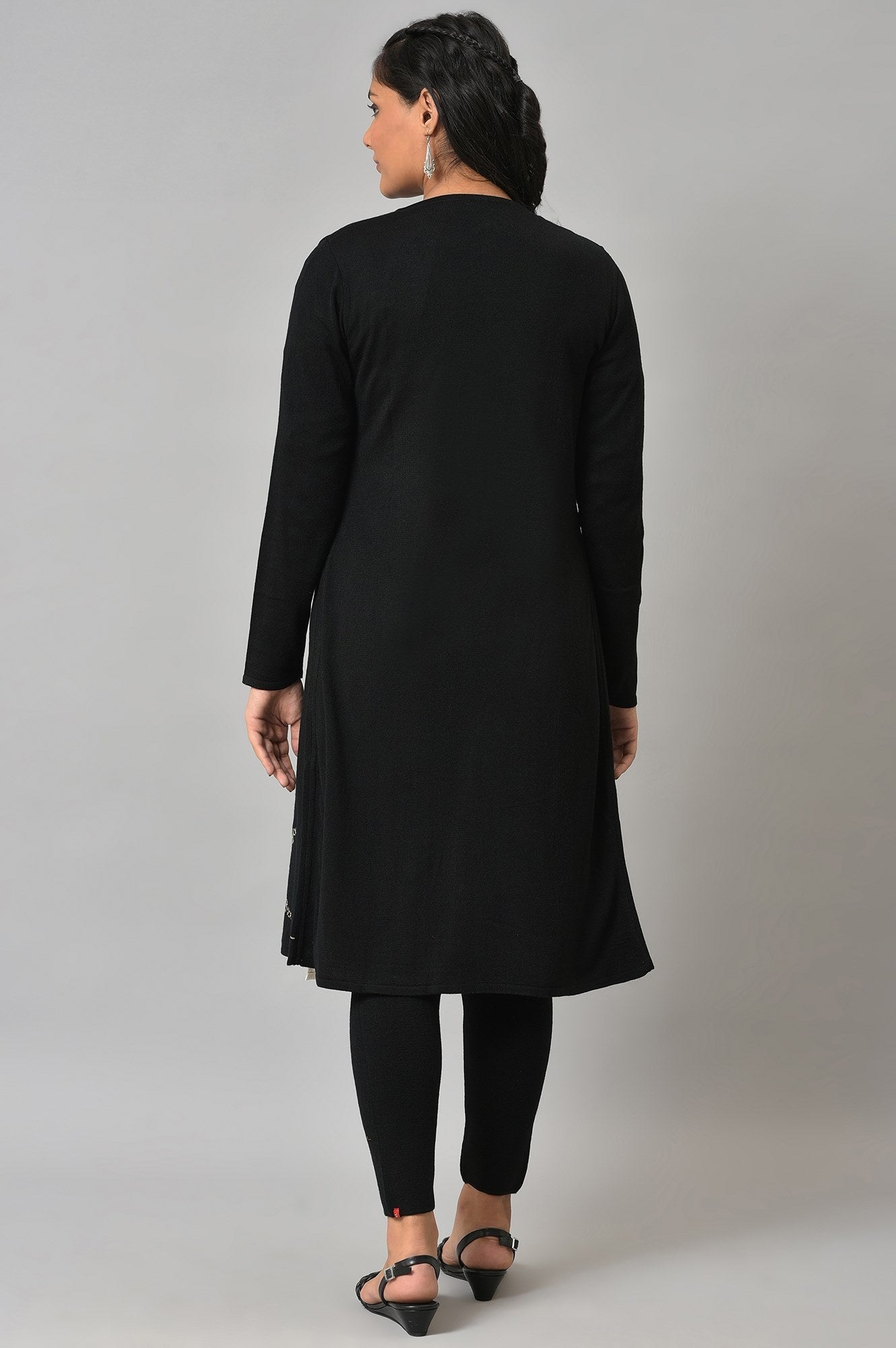 W for Woman Black Reversible Front Open Women Cardigan | Grocsy
