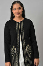 W for Woman Black Reversible Front Open Women Cardigan | Grocsy